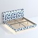 preview thumbnail 4 of 7, Queen Floating Upholstered Bed Frame with LED Lights, Charging Station, Storage Headboard, No Box Spring Needed, Blue Geometry