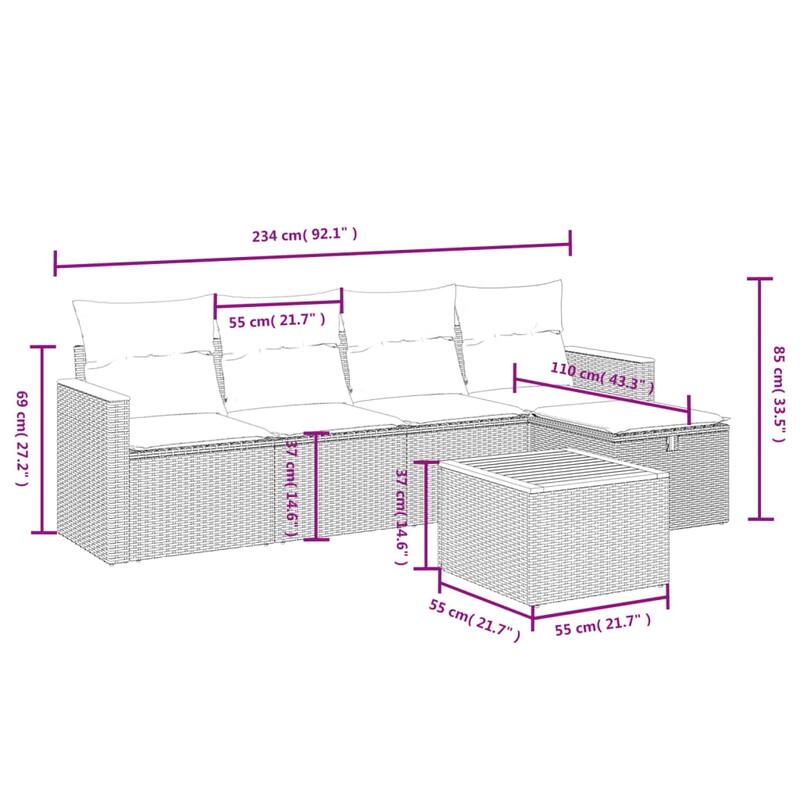 5-Piece Modular Patio Sofa Set