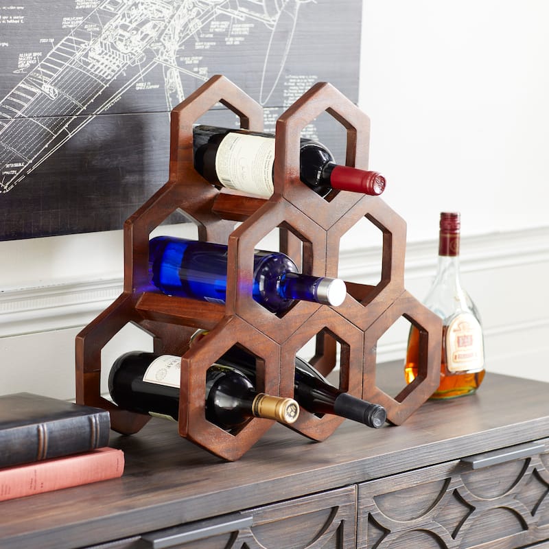 Brown Wood Contemporary Wine Rack 17 x 18 x 8 - 18 x 8 x 17