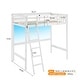 preview thumbnail 8 of 6, Solid Wood Loft Bed Twin Size with USB Charging Station/LED White