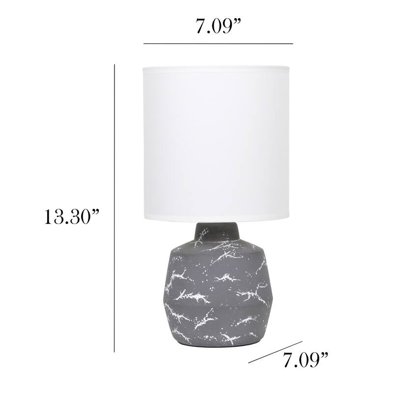 Marble Style Ceramic Table Lamp with Drum Shade - 13.25" - Gray and White