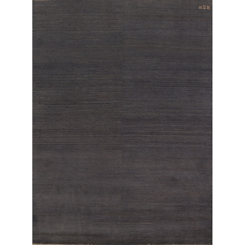 Grays & Charcoal Gabbeh Modern Area Rug Hand-Knotted Wool Carpet - 4'11" x 6'7"