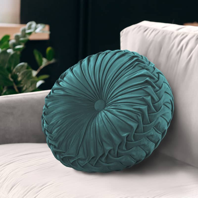 Gianny 18" Round Pleated Pillow - Sage