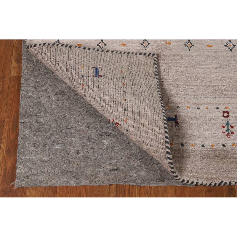 Hand Knotted Oriental 100% Wool Carpet Tribal Animal Pictorial Beige & Ivories Gabbeh Area Rug - 4' 11'' X 3' 0''