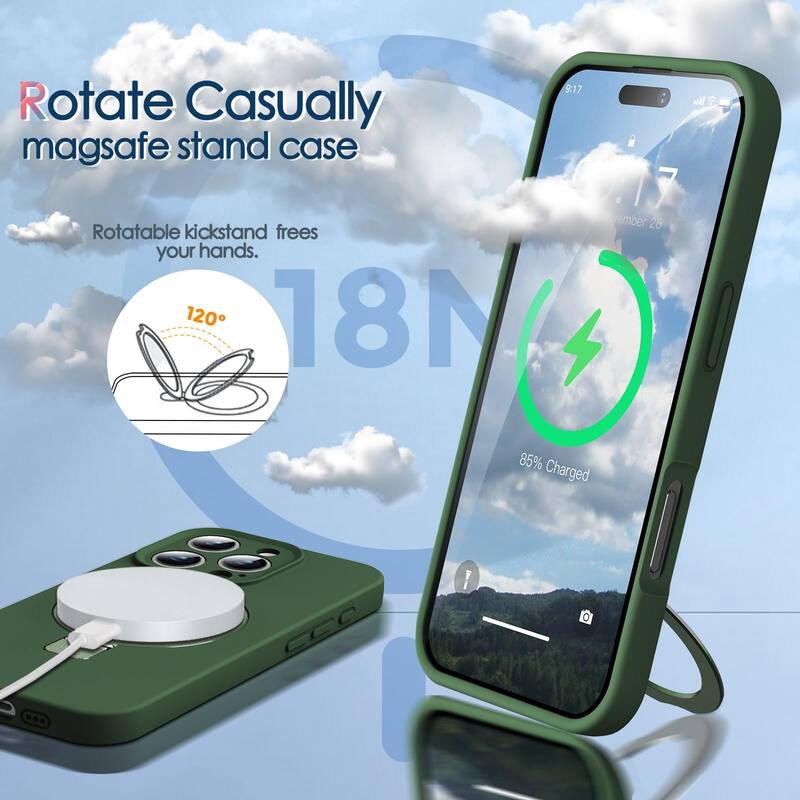 iPhone 16 Pro Max Case, Liquid Silicone,Moisturizing Factor,Extreme Soft Slim Phone Case with Stand Compatible with MagSafe 6.9"