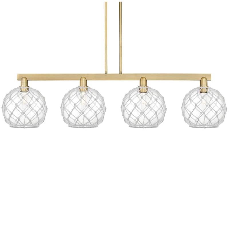Innovations Lighting 716-4I-13-53 Farmhouse Rope Linear Farmhouse Rope - Brushed Brass / Clear Glass with White Rope