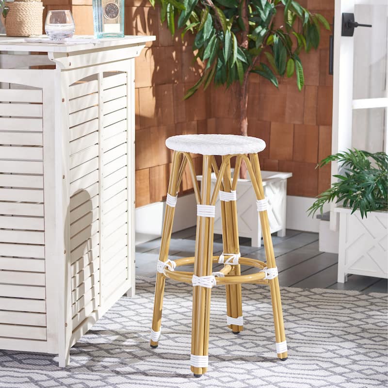 SAFAVIEH Outdoor Jaida 30-inch Bar Stool (Fully Assembled) - 15Wx15Dx30H - White