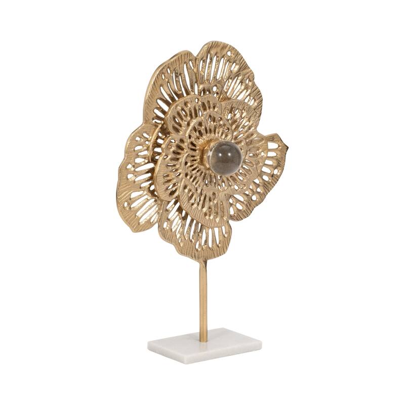 Sagebrook Home Aluminum Salma Gold Flower Statuary - Elegant Decorative Object
