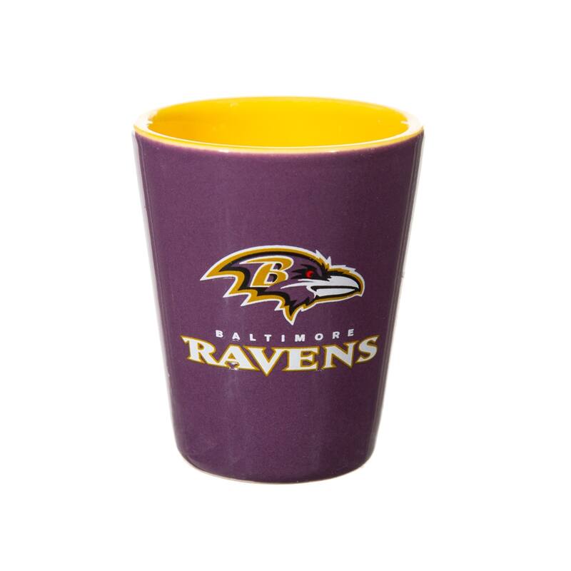 4-Piece Ceramic and Glass 2 oz. Shot Glass Set, Baltimore Ravens