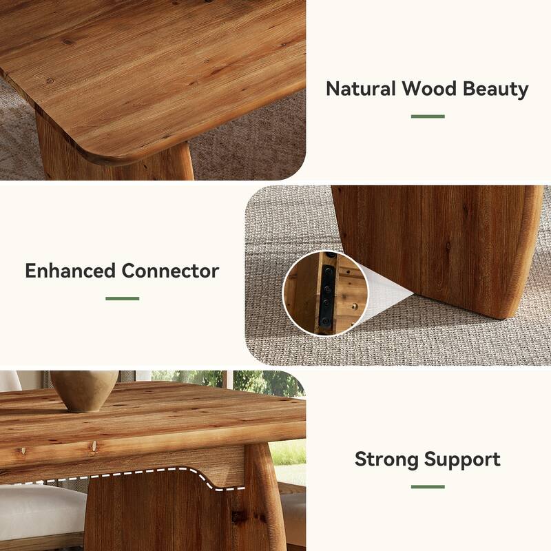 63-Inch Solid Wood Dining Table with Sturdy Legs