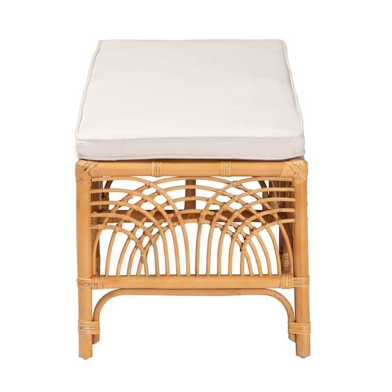 bali & pari Materra Modern bohemian Natural Brown Rattan Bench