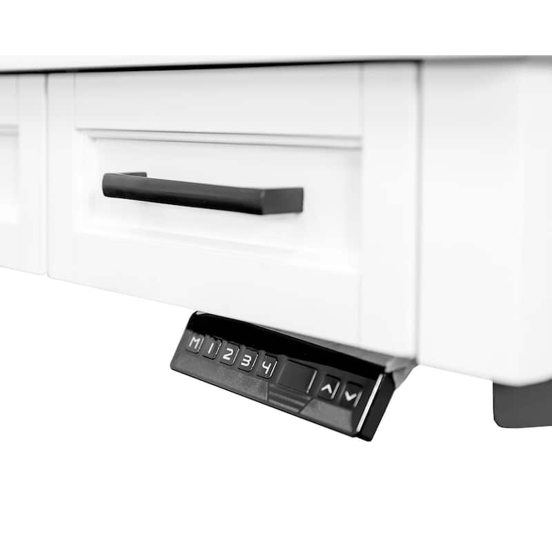 Modern Electric Sit/Stand L-Desk and Return, Height Adjustable Table, Wood Adjustable Office Corner Desk and Return, White