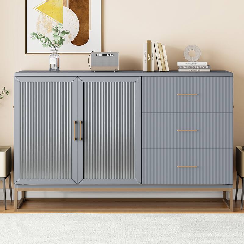 Queen Wood Murphy Bed, Modern Murphy Bed Chest with Metal Leg, Home Folded Bed Frame with Wood Slat Support for Small Room - Grey