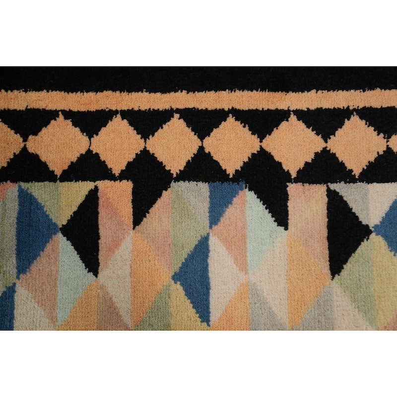 Hand-knotted Tribal Wool Multi-Colored Geometric Oriental Area Rug - 8' 9'' X 6' 0''