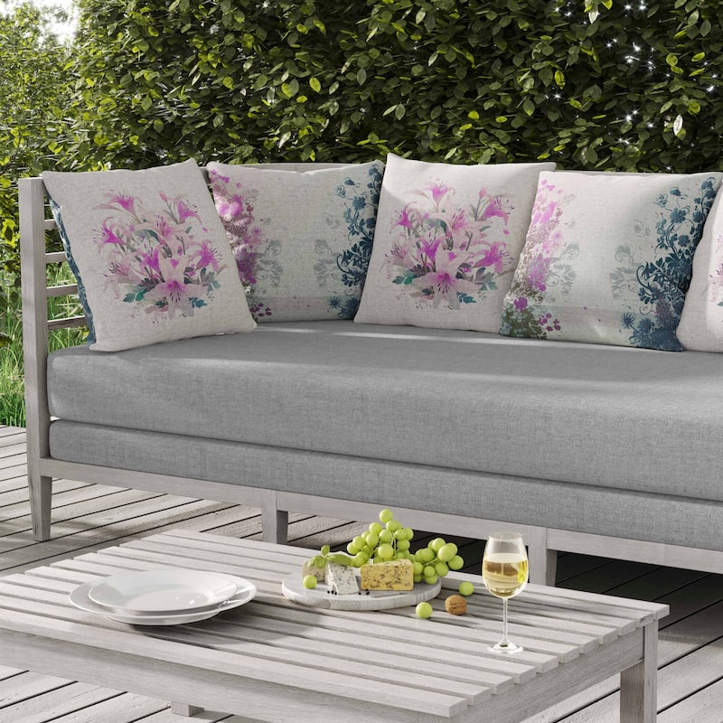 Lily Mist Serenity Indoor/Outdoor Reversible Throw Pillow Pink and Blue