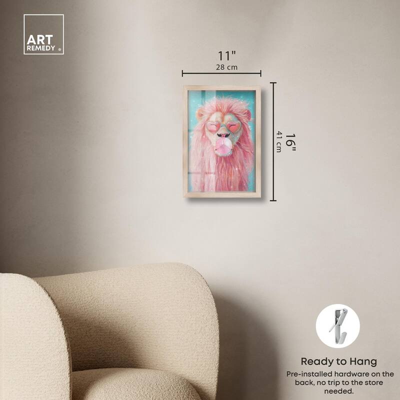 Pastel Lion Bubblegum Shadowbox by Art Remedy