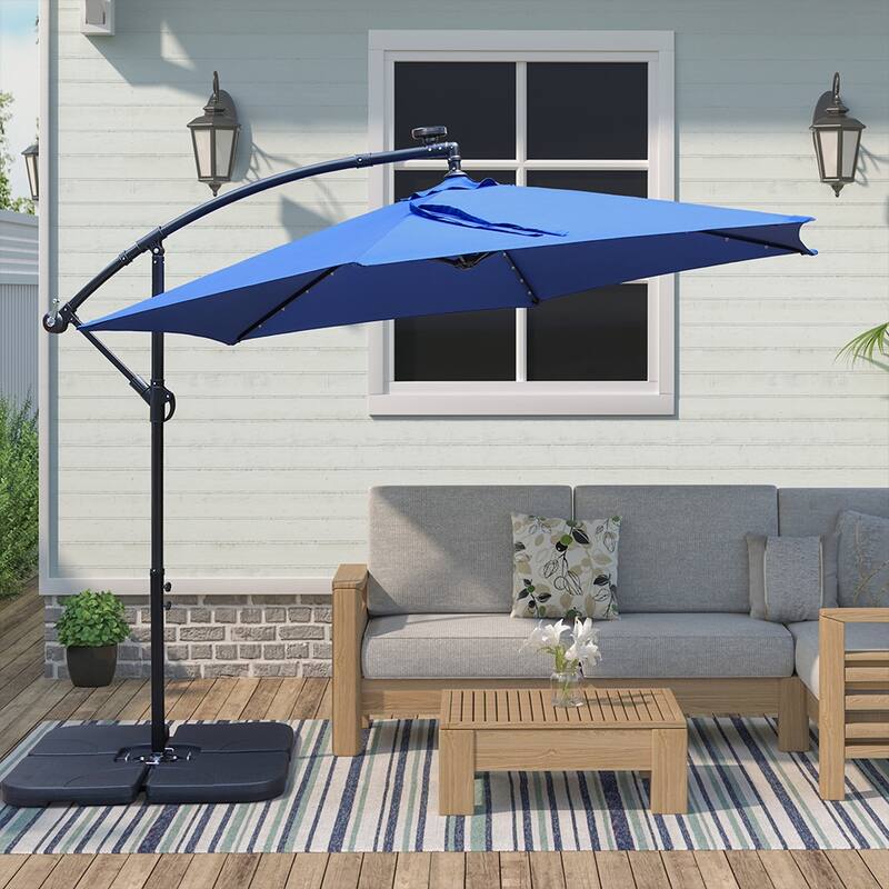 Maypex 10 Feet Solar Offset Outdoor Patio Umbrella - Navy