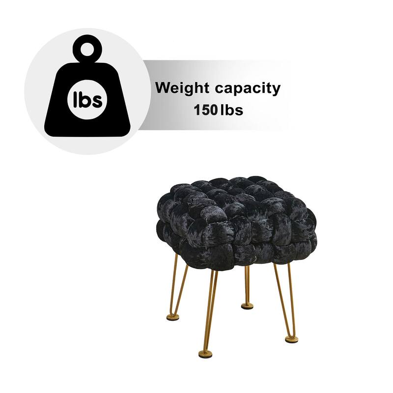 Home Soft Things Crushed Velvet Pouf Stool Ottoman