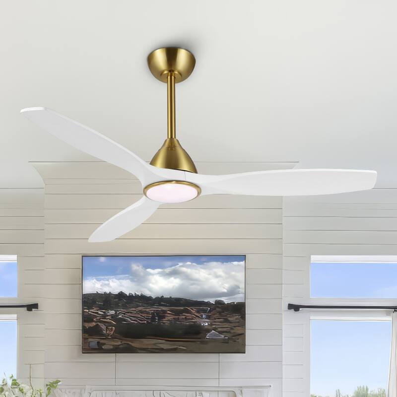 MLiAN 52 inch 3 ABS Blades Smart LED Ceiling Fan with Remote - White and Gold