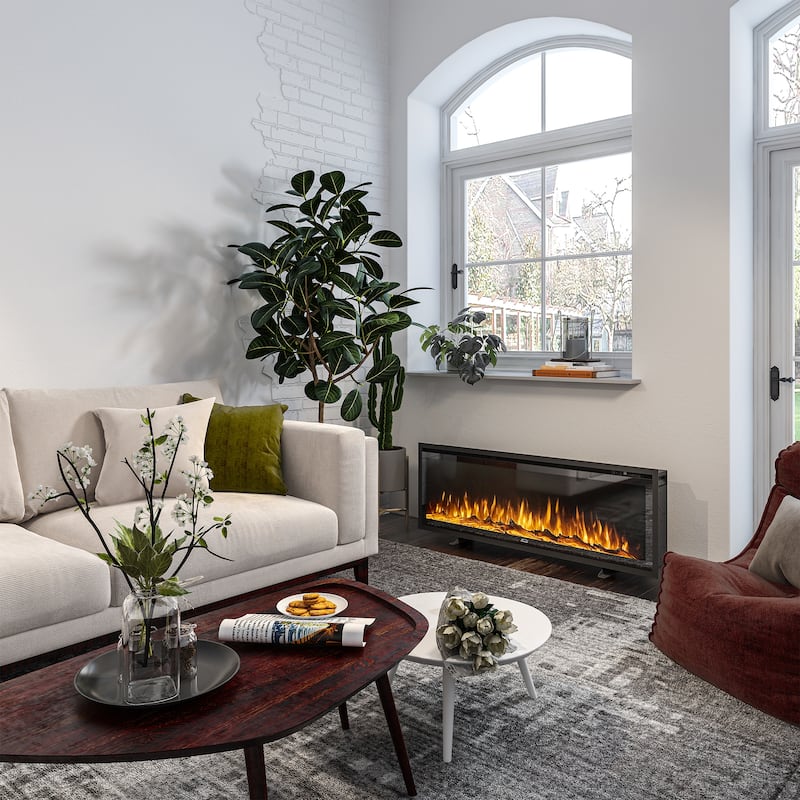 Clihome 50"-72" Recessed Wall-mounted Freestanding Electric Fireplace