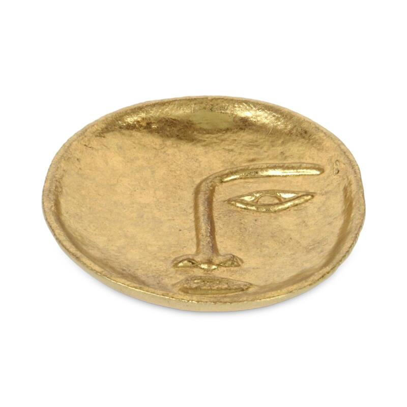 Roven Cara Golden Cast Iron Abstract Face Dish - Gold