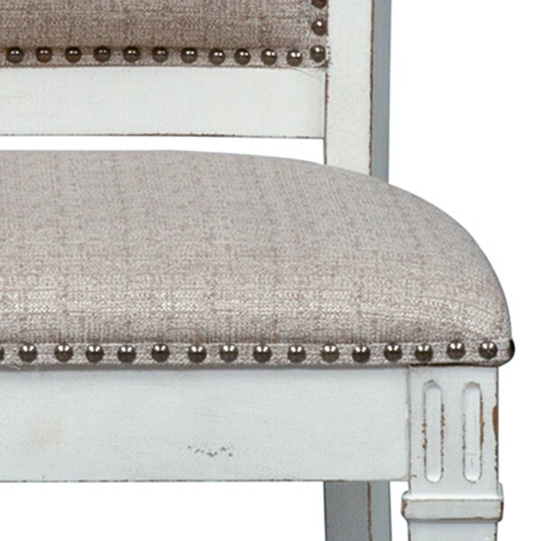 Abbey Park Weathered Brown Antique White 5 Piece Trestle Table