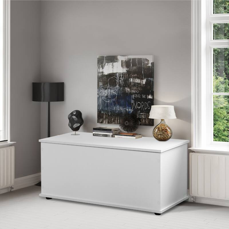 White Wooden Storage Box, Organizer and Bench, Shoe Storage, Bedroom Bench, Playroom Storage or Window Table in Living Room