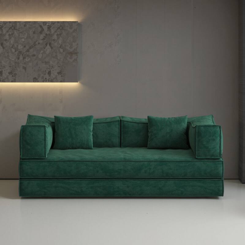 78.8 inch Modular Convertible Sofa Bed, Green Foam Sofa for Living Room and Bedroom