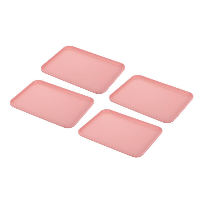 12x9" Fast Food Tray, 4Pcs PP Plastic Reusable Rectangle Serving Tray