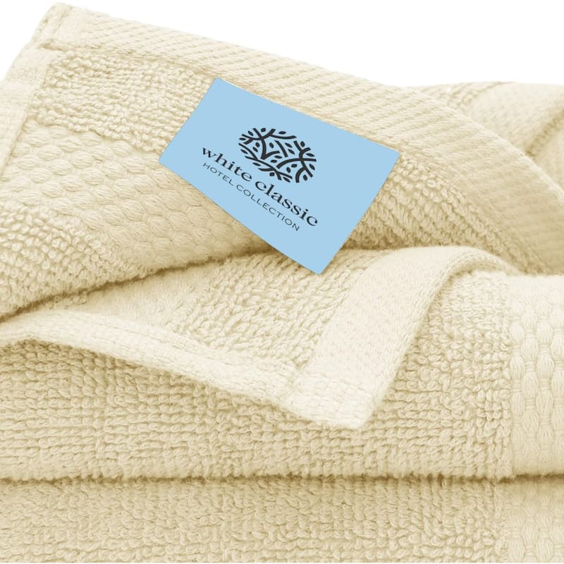 White Classic Luxury Cotton Washcloth 13x13 - Set of 12