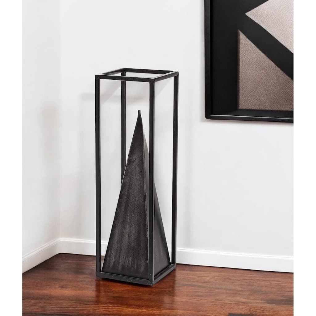 HomeRoots 13" Black Metal Tabletop Sculpture - 4.00 in. x 13.00 in. x 4.00 in.