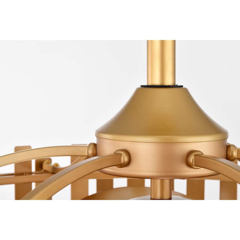 Daniyal 26-inch Matte Gold 6 Lights 3 Blades Lighted Ceiling Fan with Remote