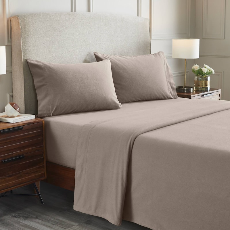 Superior Rome Brushed Flannel Cotton Deep Pocket Sheet Set - Twin - Grey
