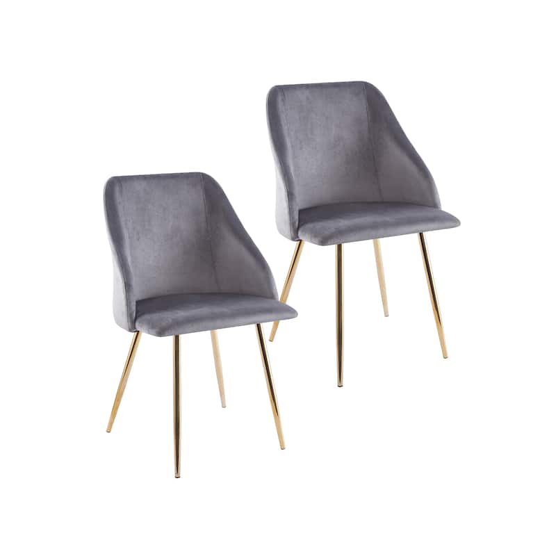Porthos Home Pema Dining Chairs Set of 2, Velvet, Gold Chrome Legs - Grey