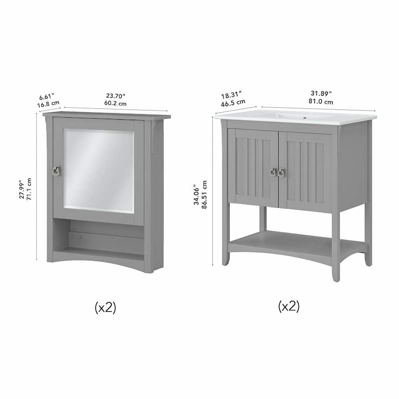 Salinas 64W Double Vanity Set with Medicine Cabinets by Bush Furniture
