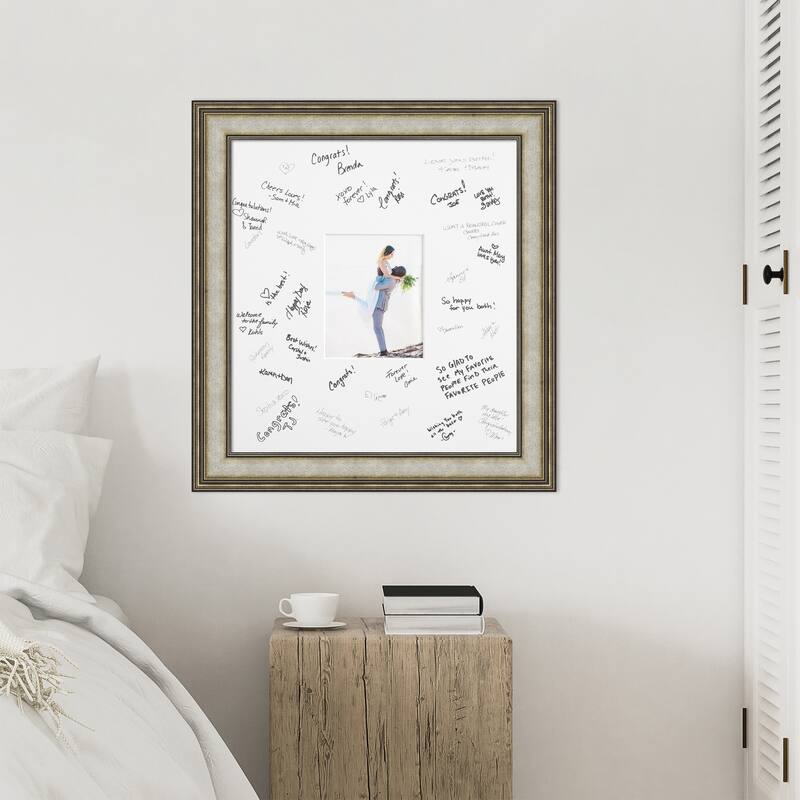 Mezzanine Signature Mat Picture Frame - Autograph Photo Frame Guest Book Alternative for Weddings, Graduations, or Retirement