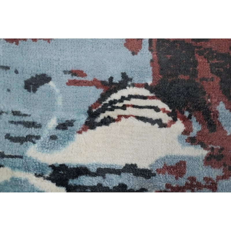 Hand Knotted Oriental Viscose Silk Carpet Modern Pictorial Multi-Colored Abstract Area Rug - 7' 8'' X 5' 7''