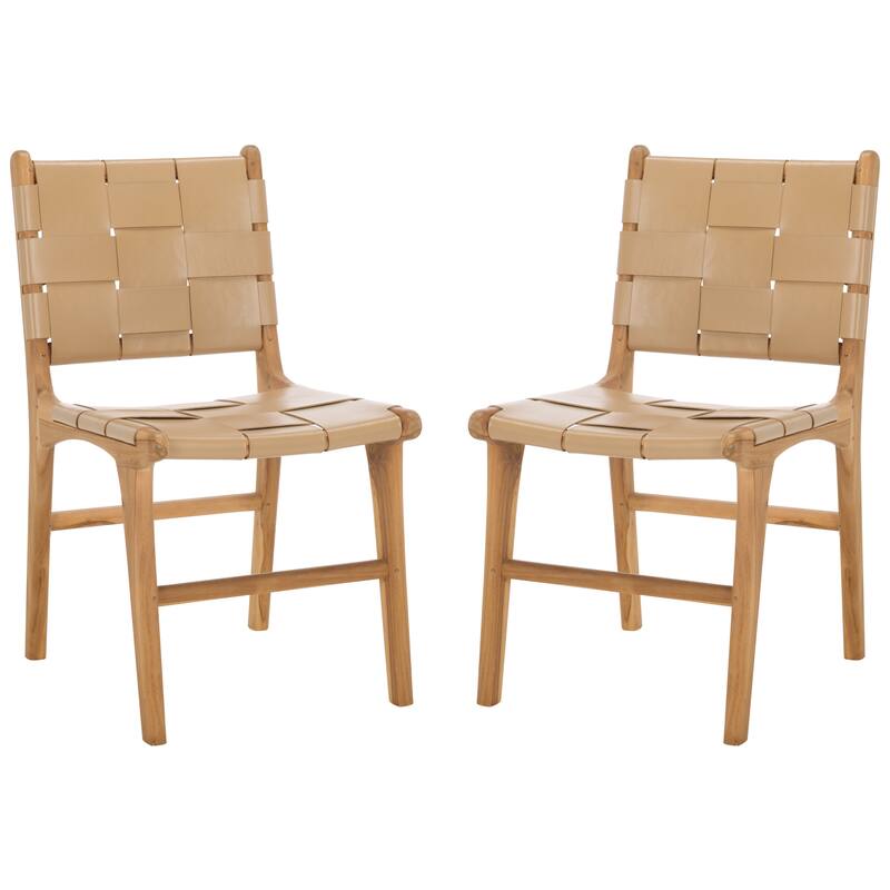 SAFAVIEH Couture Cassaphina Woven Leather Dining Chair - 18"W x 23"D x 34"H