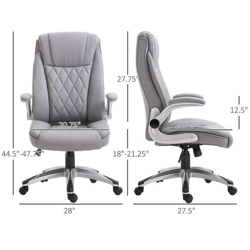 Vinsetto High Back 360° Swivel Ergonomic Home Office Chair with Flip Up Arms, Faux Leather Computer Desk Rocking Chair