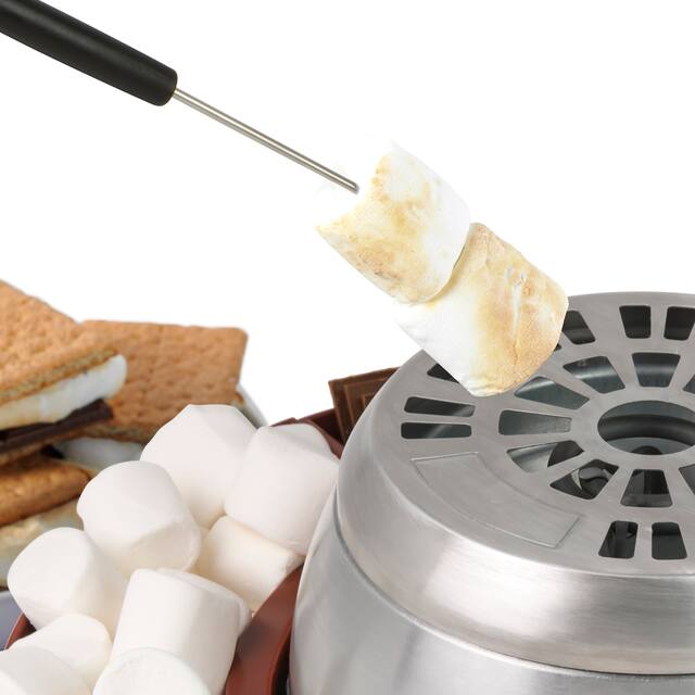 Nostalgia Indoor Electric Stainless Steel S'mores Maker with 4 Lazy Susan Compartment Trays - 4 Trays - 4 Trays