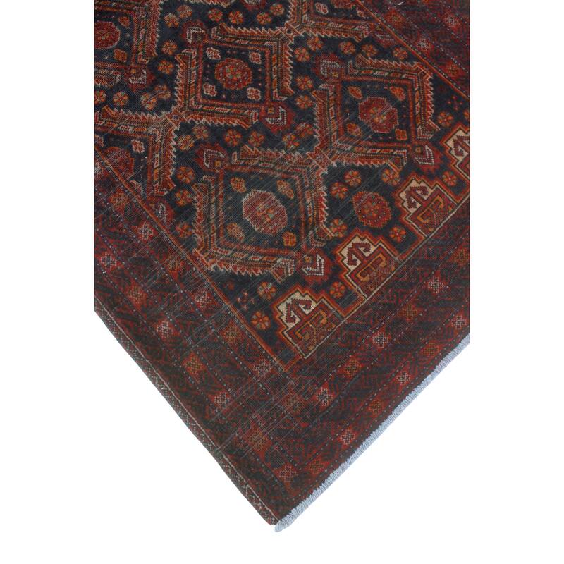 Vintage Distressed Sameh Navy/Red Runner - 3'0" x 6'6"