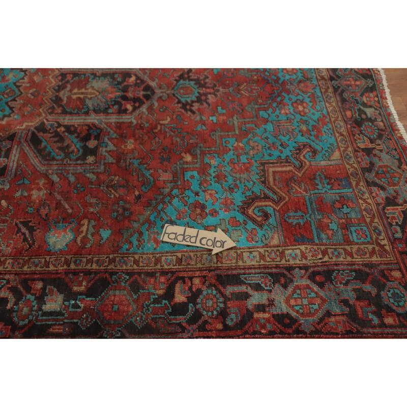 Hand Knotted Oriental 100% Wool Carpet Traditional Medallion Oranges & Rust Heriz Area Rug - 10' 10'' X 6' 10''
