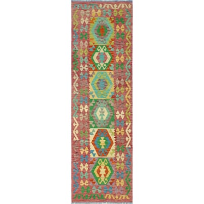Flatweave Shynar Red/Ivory Runner - 2'10" x 9'11"