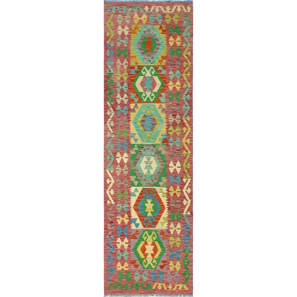 Flatweave Shynar Red/Ivory Runner - 2'10" x 9'11"
