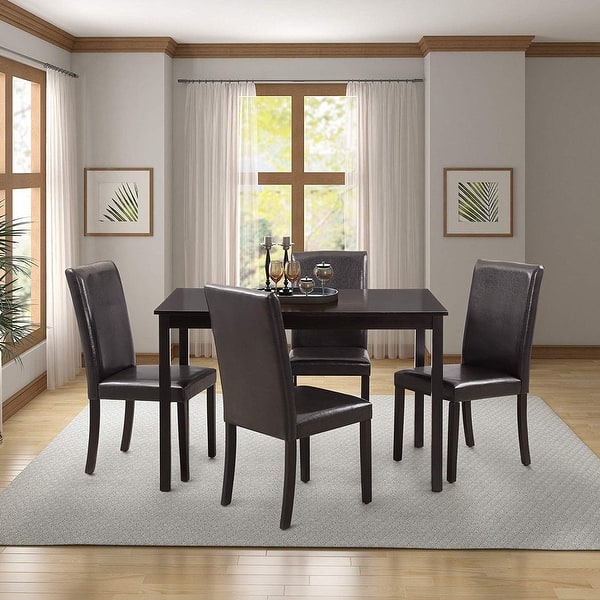 Shop 5 Pieces Dining Table Set For 4 Person Home Kitchen Table And 4 Leather Chairs On Sale Overstock 28717912