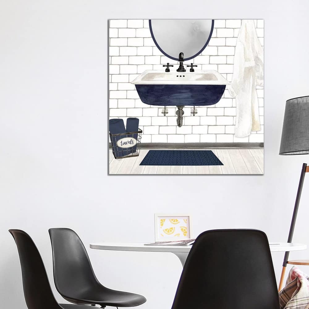 iCanvas "Farmhouse Bath II Navy-Sink" by Tara Reed Canvas Print