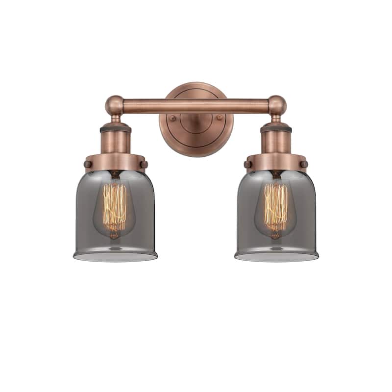 Innovations Lighting 616-2W-10-16 Bell Vanity Bell 2 Light 16" Wide - Antique Copper / Plated Smoke