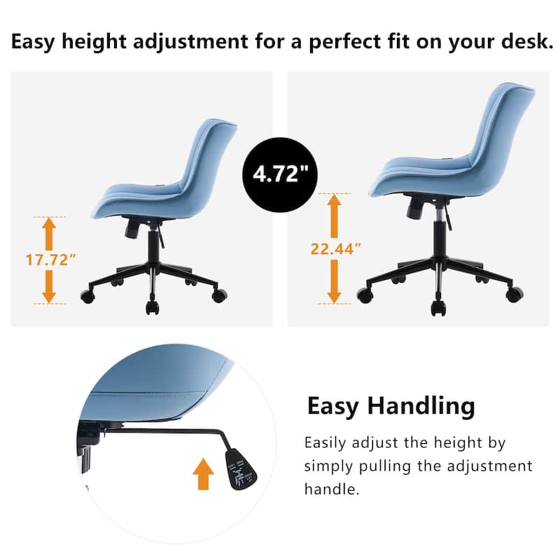 Ergonomic Office Chair Swivel Armless Desk Chair with Wheels