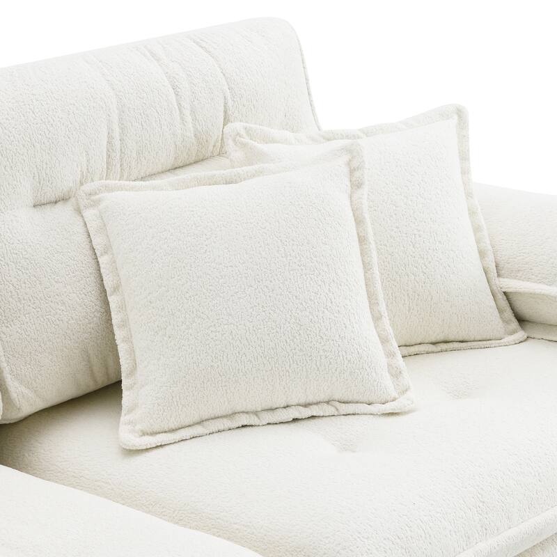 106" L-Shaped Chenille Sectional Sofa, 4-Seater with Ottoman and Adjustable Legs