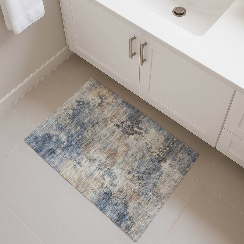 Premium Washable Super Soft Modern Casual Mayfield Rug - Denim - 1'8" x 2'6"